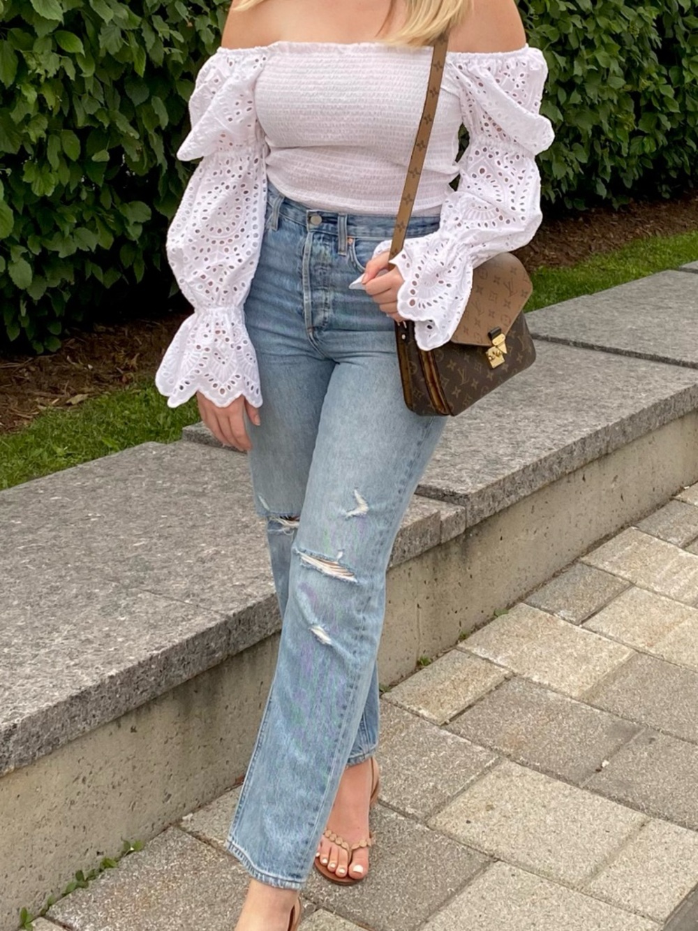 Dynamite eyelet blouse - white